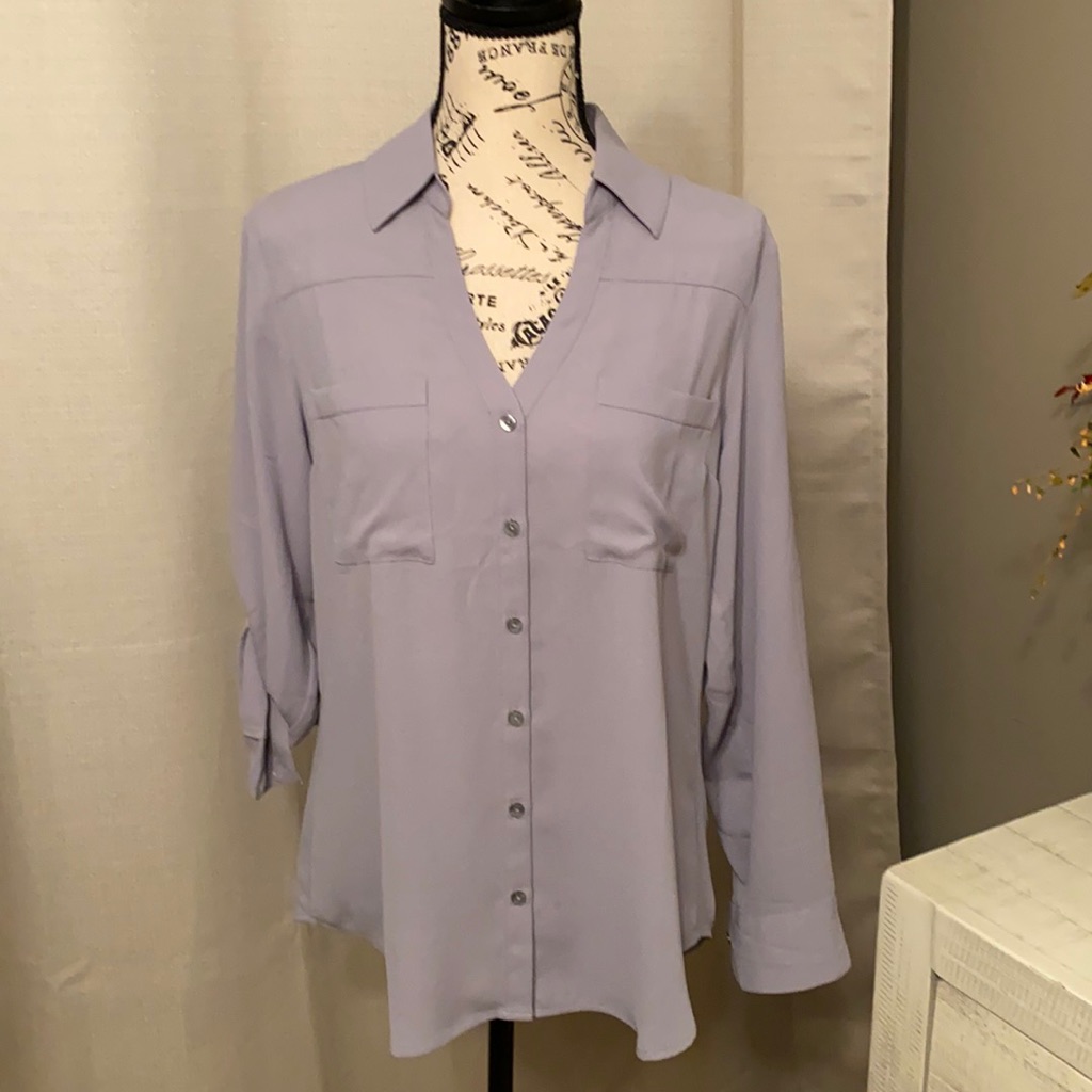 Gray Button Down Blouse